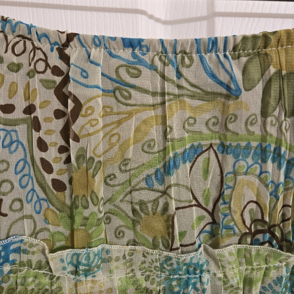 Elementz blue and green print patchwork tiered sk… - image 3